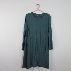 Pure Jill Dipped Hem Swing Dress M Green Pima Cotton Modal Midi Lounge 312